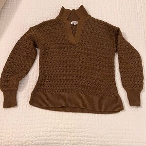 Madewell Brown V-Neck Knit Sweater